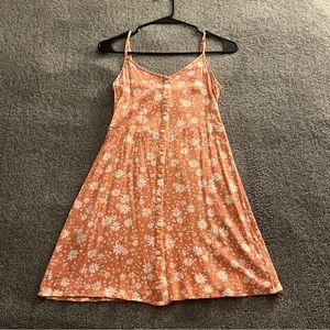 Aerie Pink Floral Button Front Sun Dress XXS